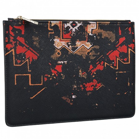 Givenchy Red And Black Carpet Print Leather Pouch  18927352