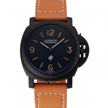 Panerai Luminor Ion Plated Stainless Steel Bezel Orange Leather Bracelet  622309