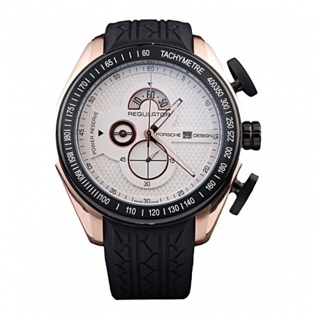 Porsche Regulator Power Reserve Rose Gold Case White Dial