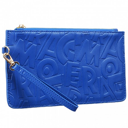 Salvatore Ferragamo Embossed Blue Leather Wristlet 18927371