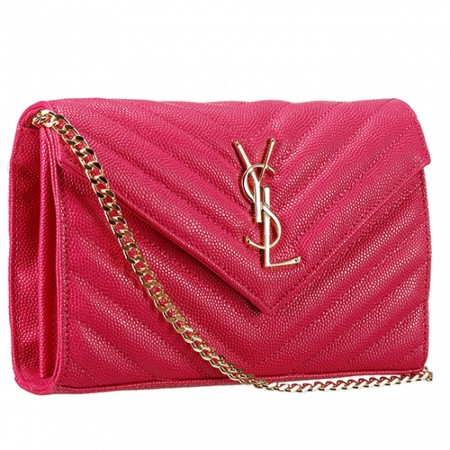 Saint Laurent Monogram Wallet On Chain Fuchsia