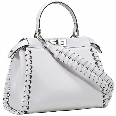 Fendi Peekaboo Whipstitch White Leather Bag  18927311