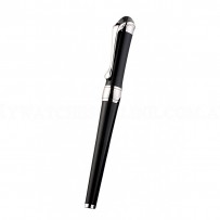 MontBlanc Silver Trimmed Black Ballpoint Pen With Rounded Tip Cap