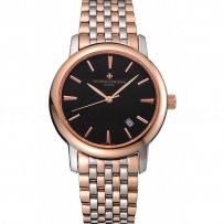 Vacheron Constantin Patrimony Black Dial Rose Gold Case Two Tone Bracelet  62293