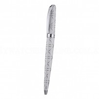 Christian Dior Silver Rimmed Silver Pattern White Ballpoint Pen  622734