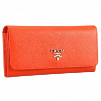 Prada Saffiano Leather Orange Wallet