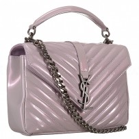 Saint Laurent College Monogram Patent Leather Medium Dusty Rose Bag 18927012
