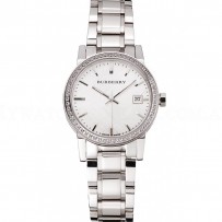 Burberry The City White Dial Diamond Bezel Stainless Steel Case And Bracelet