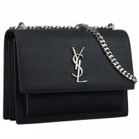 Saint Laurent Sunset Black Leather Medium Bag 18927392