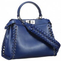 Fendi Peekaboo Whipstitch Blue Leather Bag  18927309