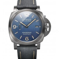 AAA Replica Panerai Luminor Marina Titanio DLC Bucherer Blue Editions 44mm Mens Watch PAM01021