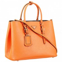 Prada Saffiano Double Tote Orange