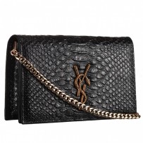 Saint Laurent Monogram Crossbody Python Leather Gold Hardware Black Medium Bag 18926862