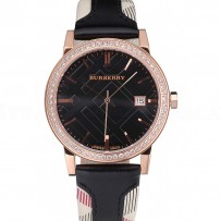 Burberry The City Classic Diamonds Case Black Dial Black Bracelet  622569