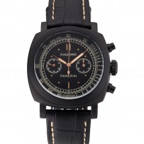 Swiss Panerai Radiomir 1940 Chronograph Black Dial Black Ionized Case Black Leather Strap