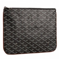 Goyard Medium Pouch Black And Tan Leather Trim