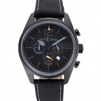 Bell and Ross BR126 Flyback Black Dial Black Case Black Suede Leather Strap