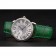Cartier Ronde Louis Silver Diamond Case White Dial Green Leather Bracelet 1454012