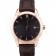 Swiss Vacheron Constantin Traditionnelle Black Dial Rose Gold Case Brown Leather Bracelet