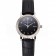 Patek Philippe Calatrava Black Dial Diamond Hour Marks Double Ribbed Bezel Stainless Steel Case Black Leather Strap