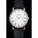 Patek Philippe Calatrava White Dial Roman Numerals Ribbed Bezel Stainless Steel Case Black Leather Strap