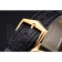 Swiss Patek Philippe Calatrava Gold Dial Diamond Markings Gold Case Black Leather Strap
