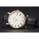 Patek Philippe Calatrava White Dial Roman Numerals Ribbed Bezel Gold Case Black Leather Strap