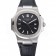 Patek Philippe Nautilus Black Dial Brushed Stainless Steel Case Black Leather Strap