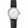 Patek Philippe Calatrava White Dial Double Ribbed Bezel Stainless Steel Case Black Leather Strap